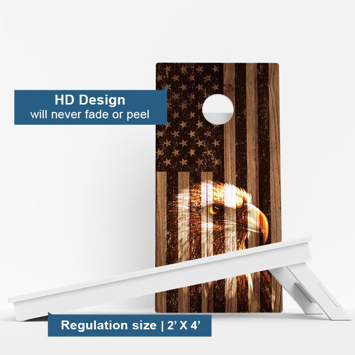 Faded Bald Eagle American Flag Weather Proof Cornhole Boards