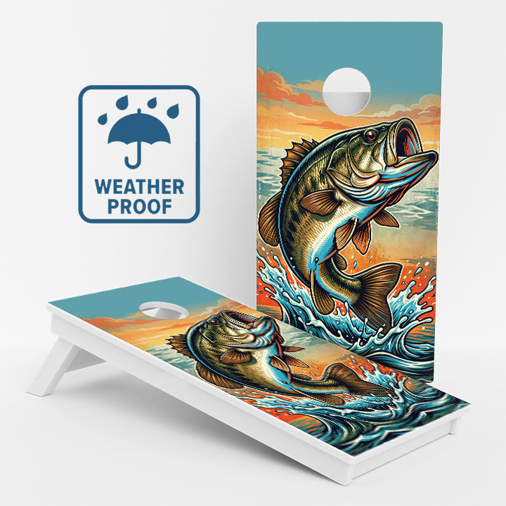 Bass Fishing Weather Proof Cornhole Boards