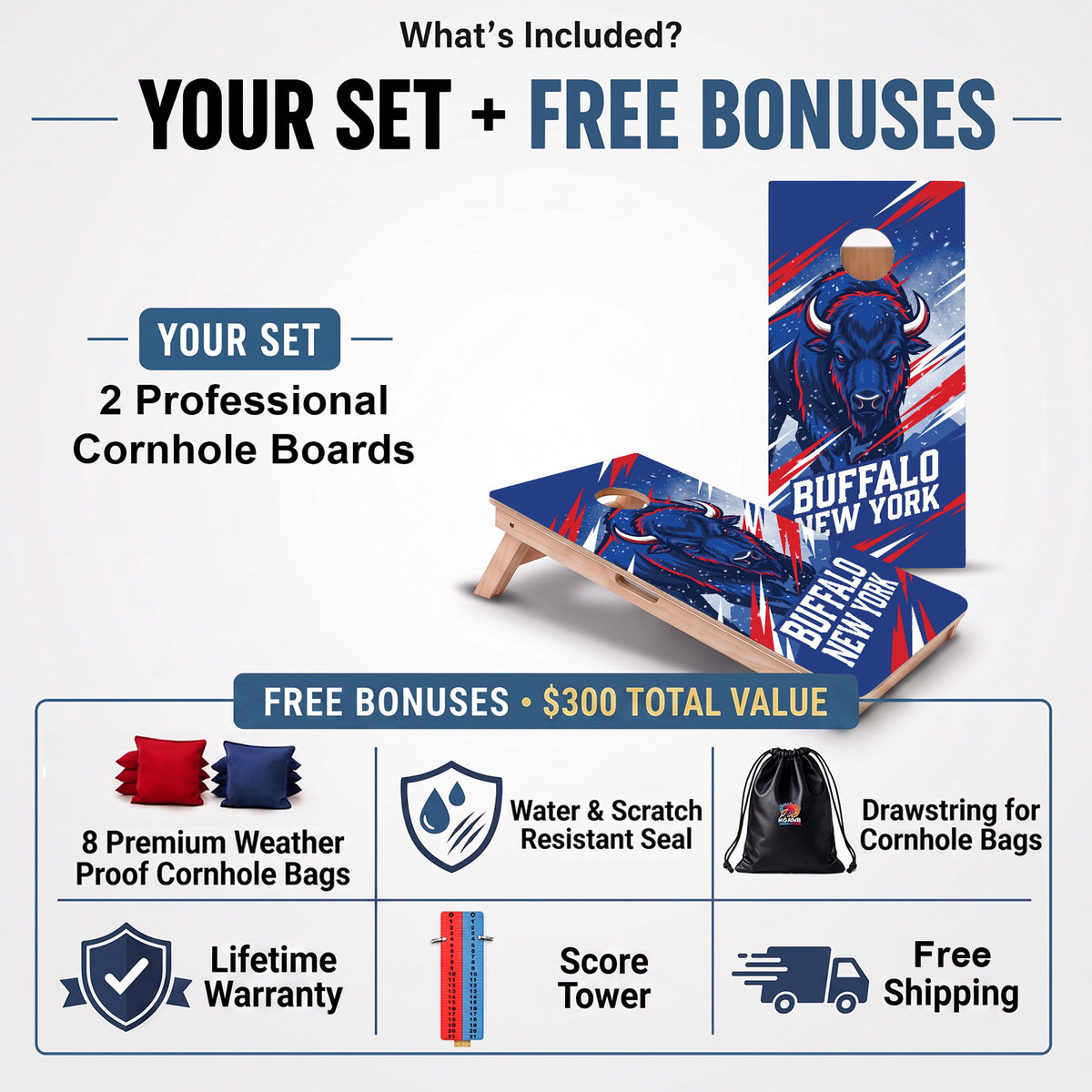 Buffalo New York Football Professional Cornhole Boards