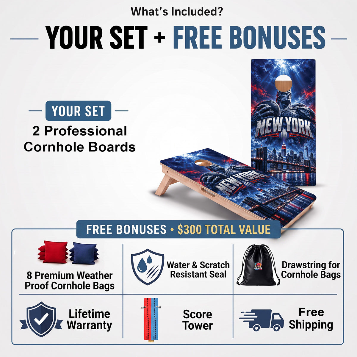 New York Brooklyn Bridge Football Professional Cornhole Boards