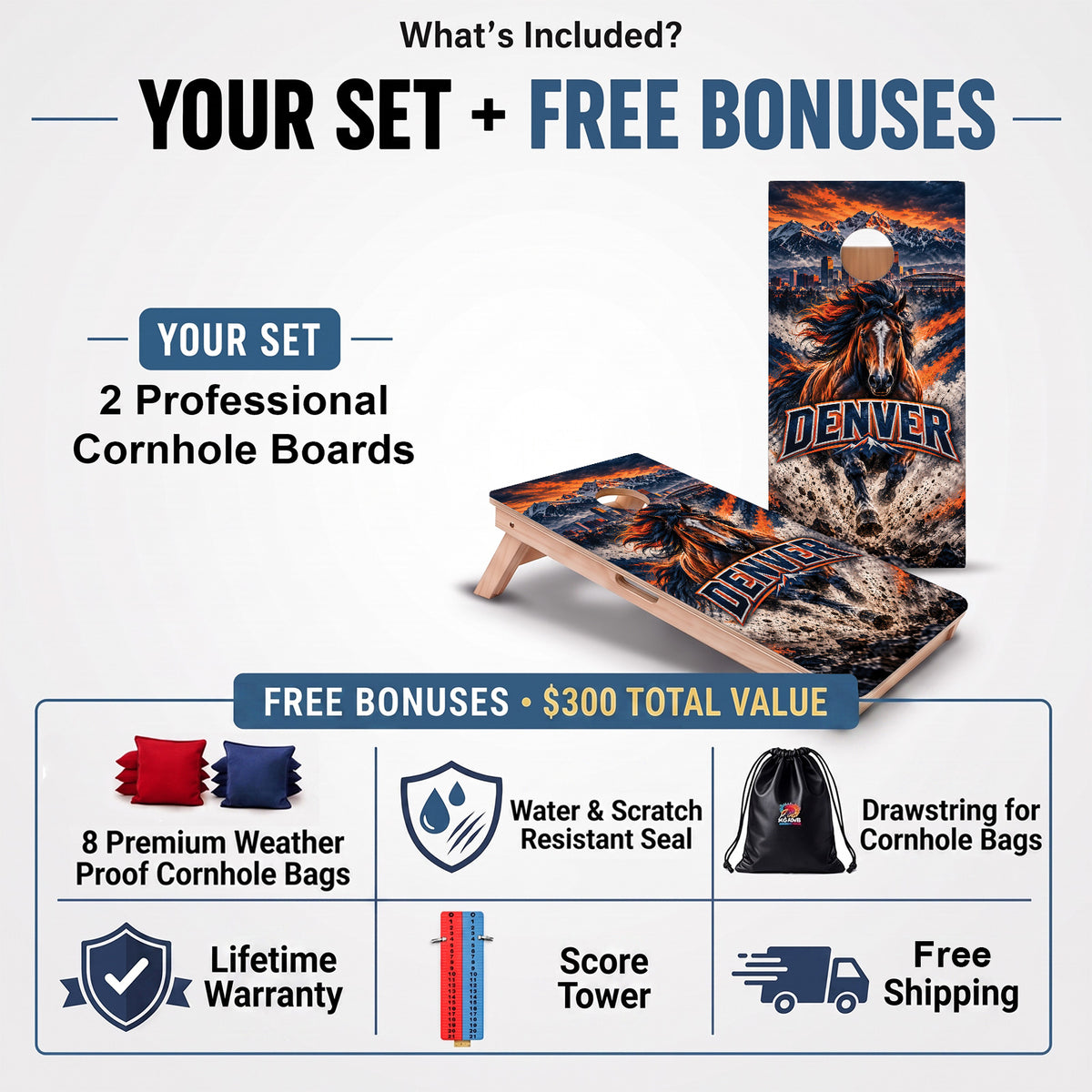 Denver Football Professional Cornhole Boards