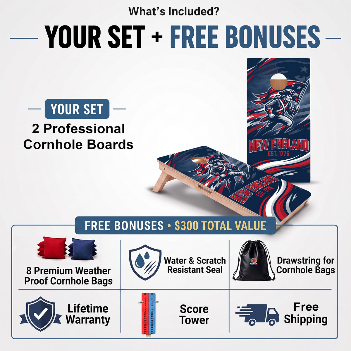 New England Football Professional Cornhole Boards