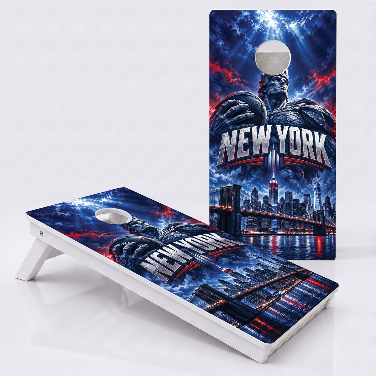 New York Brooklyn Bridge Football Weather Proof Cornhole Boards
