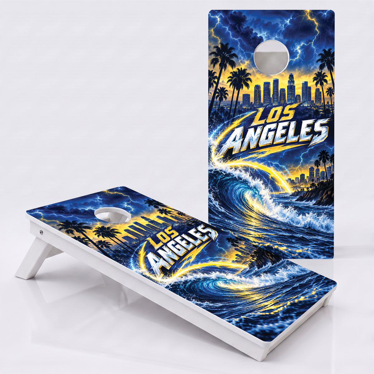 Los Angeles Lightning Wave Football Weather Proof Cornhole Boards