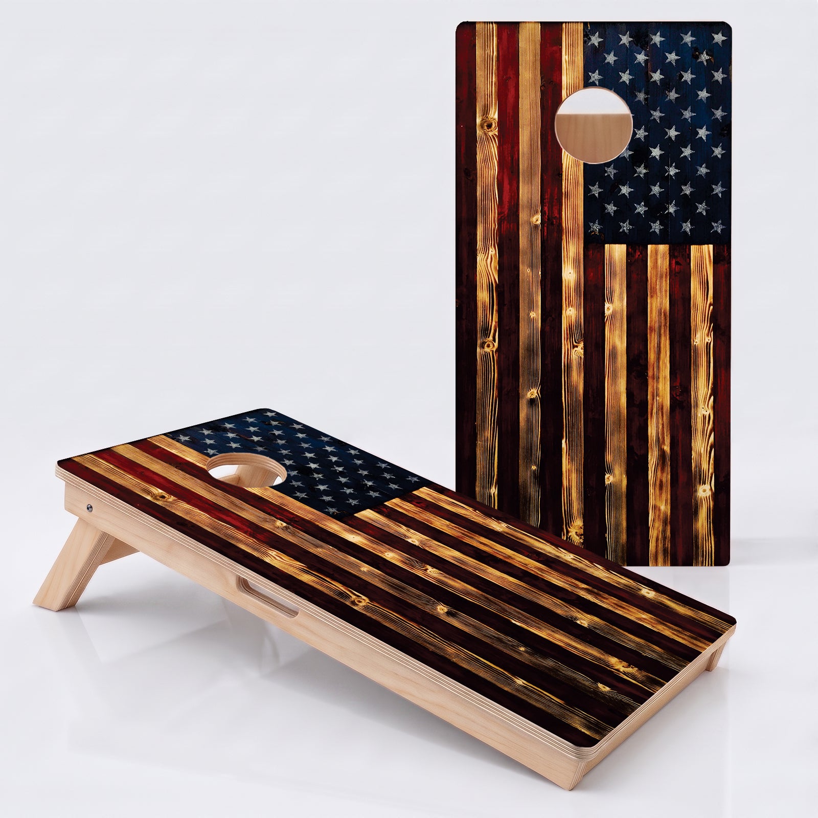Rustic American Flag Professional Cornhole Boards