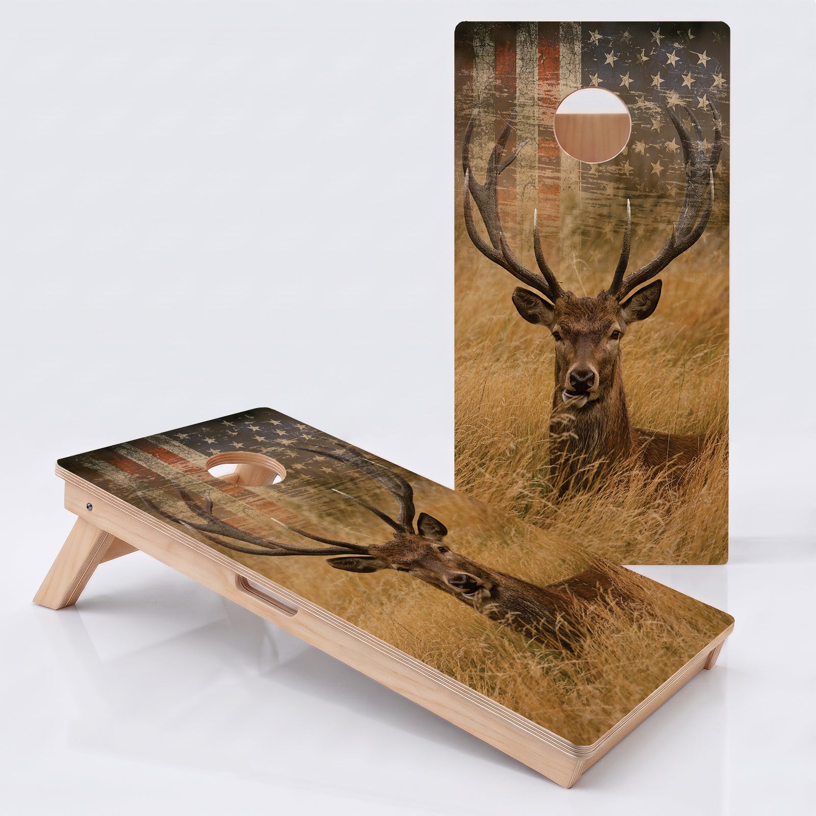 American Deer Flag Cornhole Boards