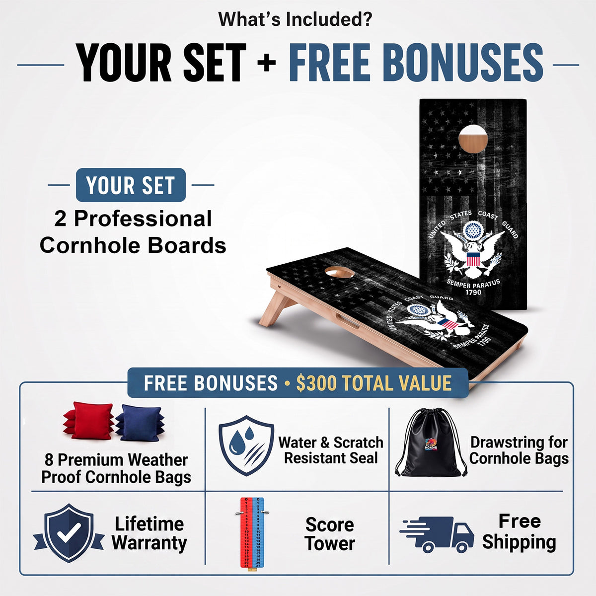 United States Coast Guard Professional Cornhole Boards