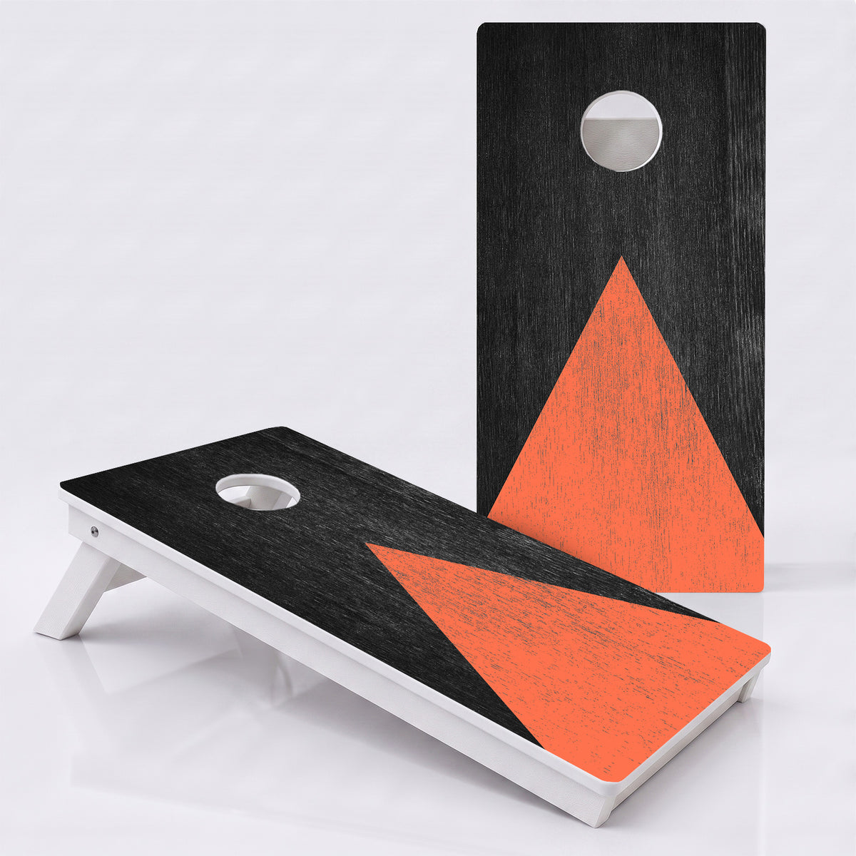 Wood Grain With Orange Weather Proof Cornhole Boards