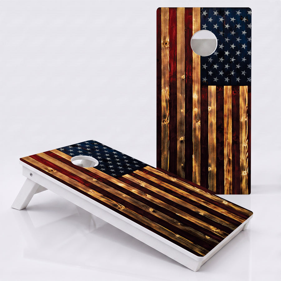 Rustic American Flag Weather Proof Cornhole Boards