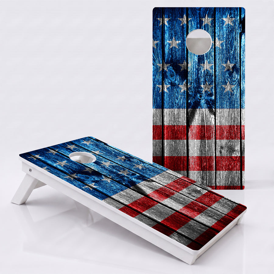 Wooden Panel American Flag Weather Proof Cornhole Boards