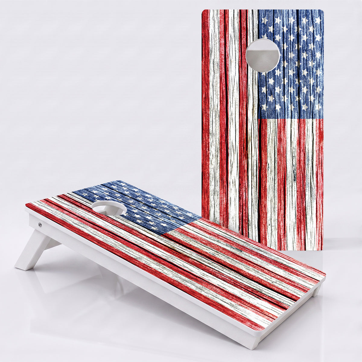 Rustic Wood American Flag Weather Proof Cornhole Boards