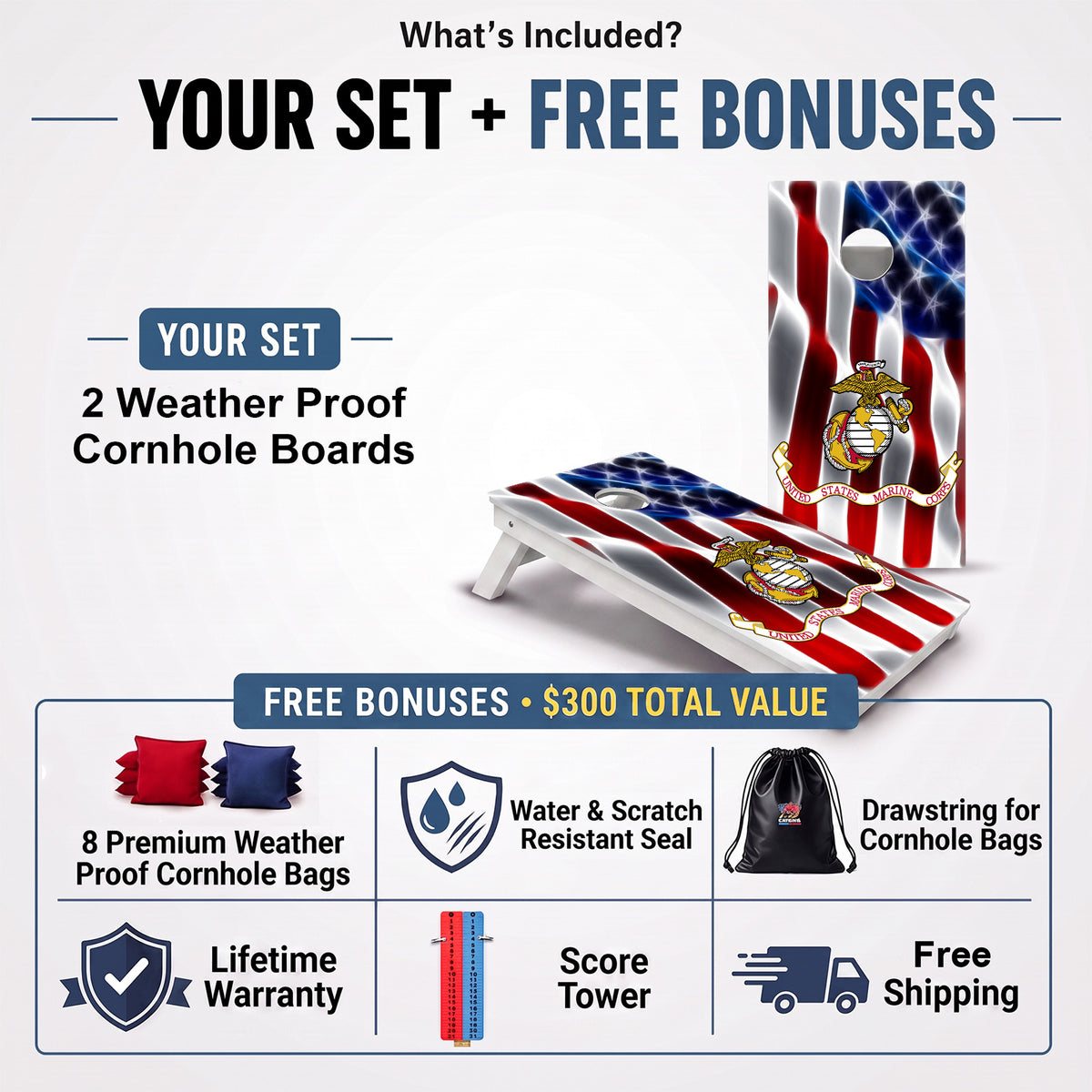 Marine Corps Weather Proof Cornhole Boards