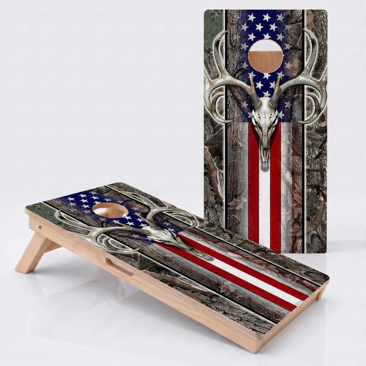 Hunting American Flag Professional Cornhole Board.