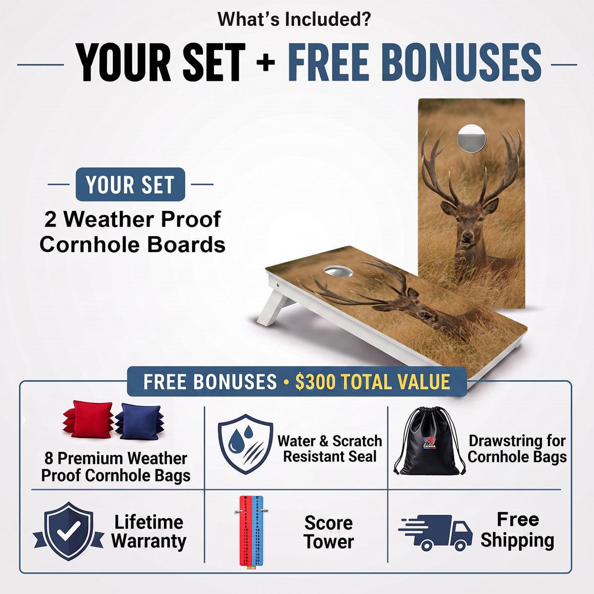 Deer Weather Proof Cornhole Boards