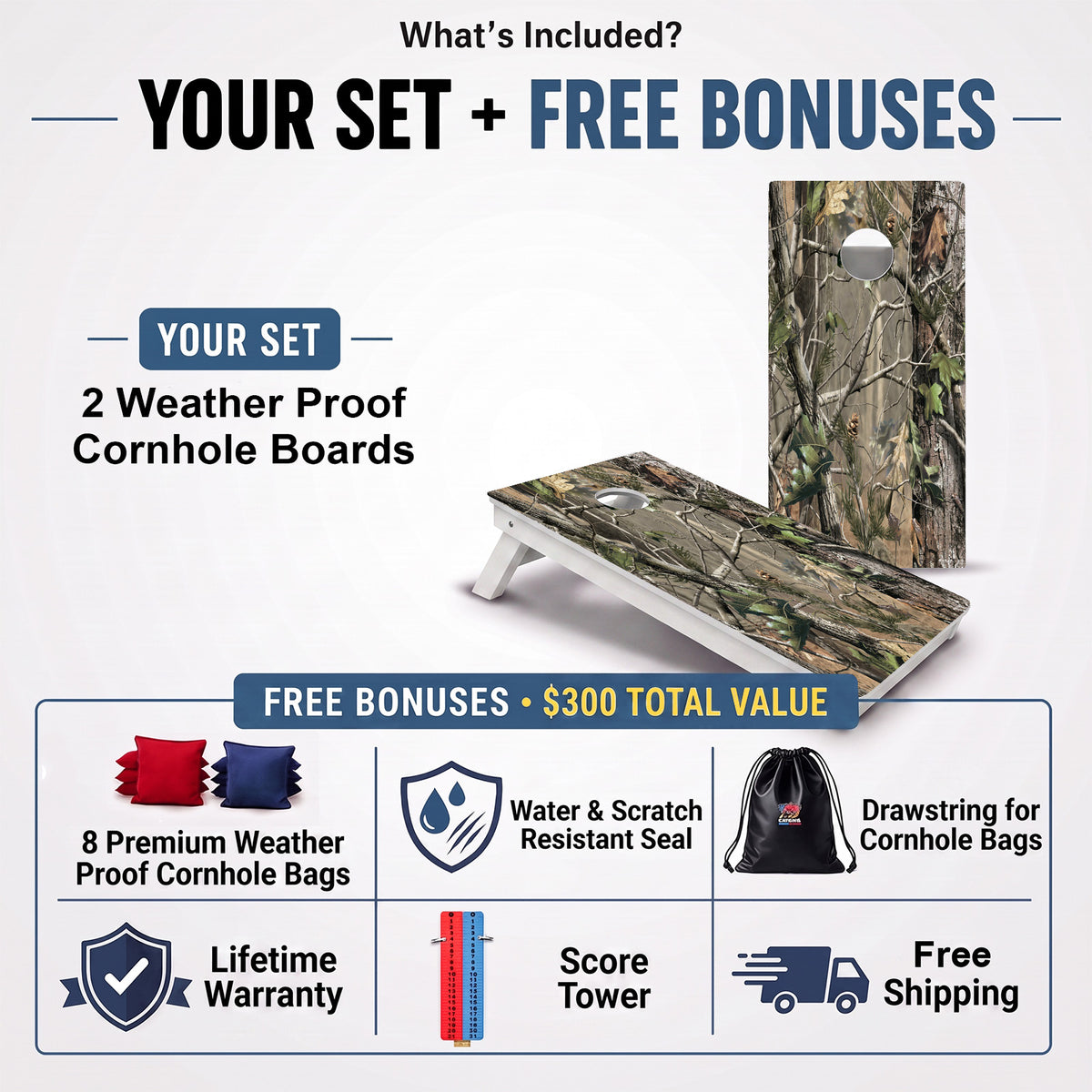 Hunters Camo Weather Proof Cornhole Boards