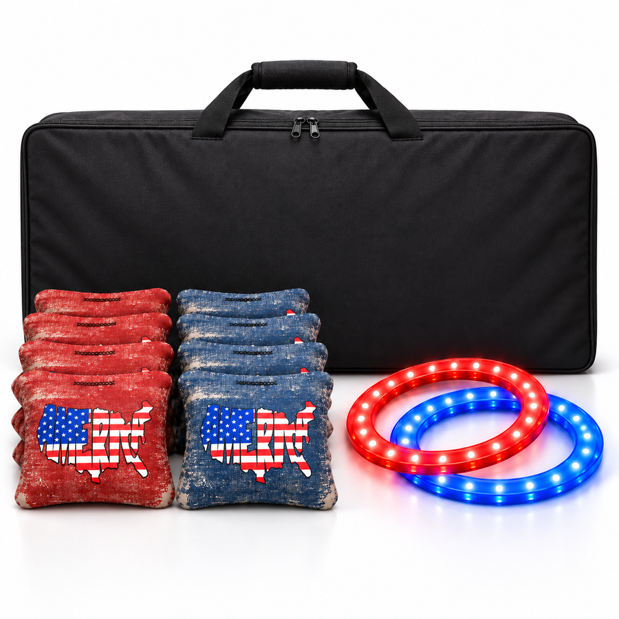 SAVE BIG BUNDLE: 2 LED lights, Boards carrying case, 8 America Pro bags