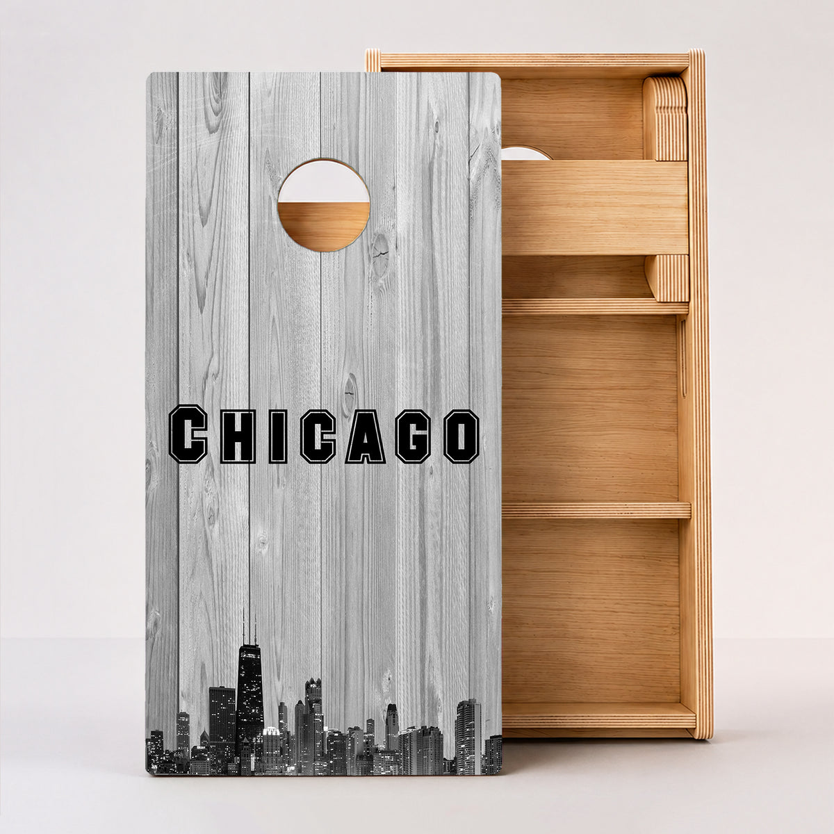 Chicago Black & White City Baseball Professional Cornhole Boards