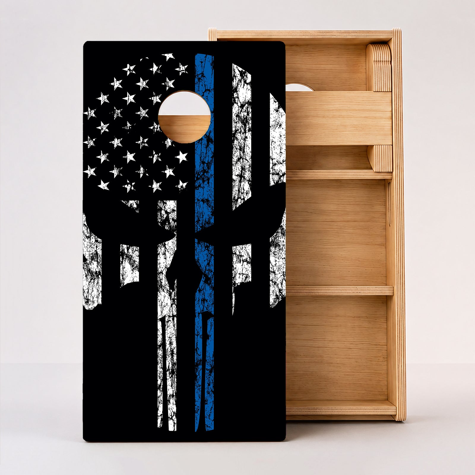 Blue Line Punisher Skull Professional Cornhole Boards