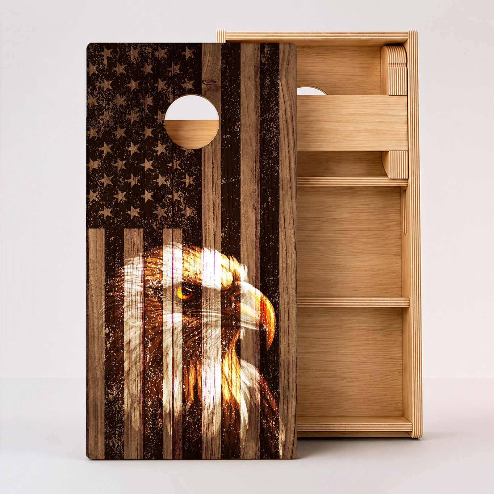 Faded Bald Eagle American Flag Professional Cornhole Boards