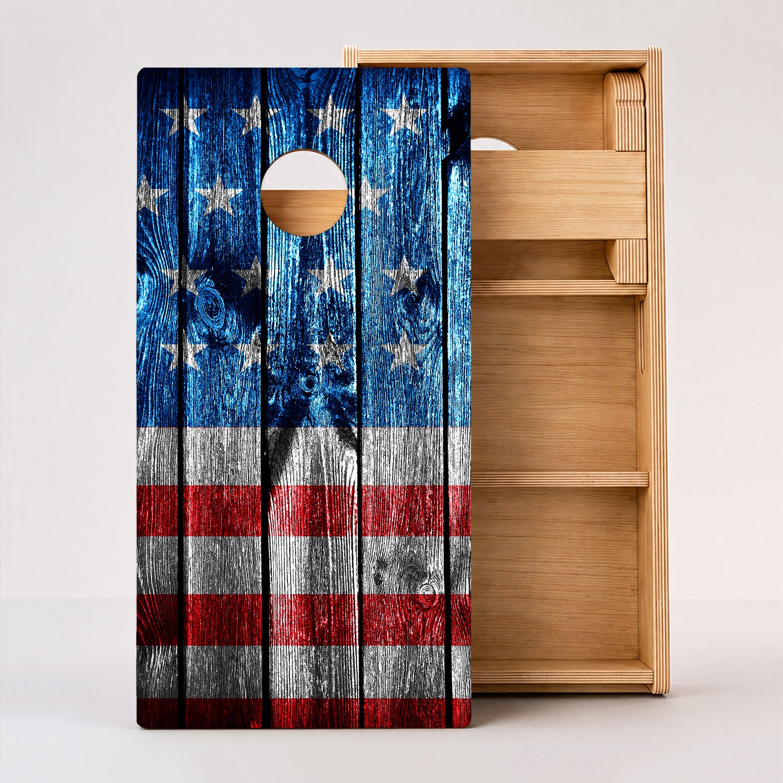 Wooden Panel American Flag Professional Cornhole Boards