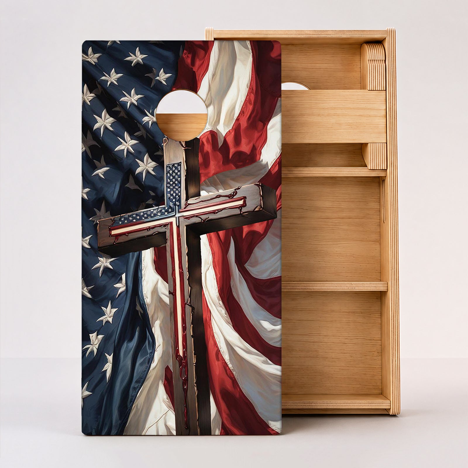 American Flag Cross Professional Cornhole Boards