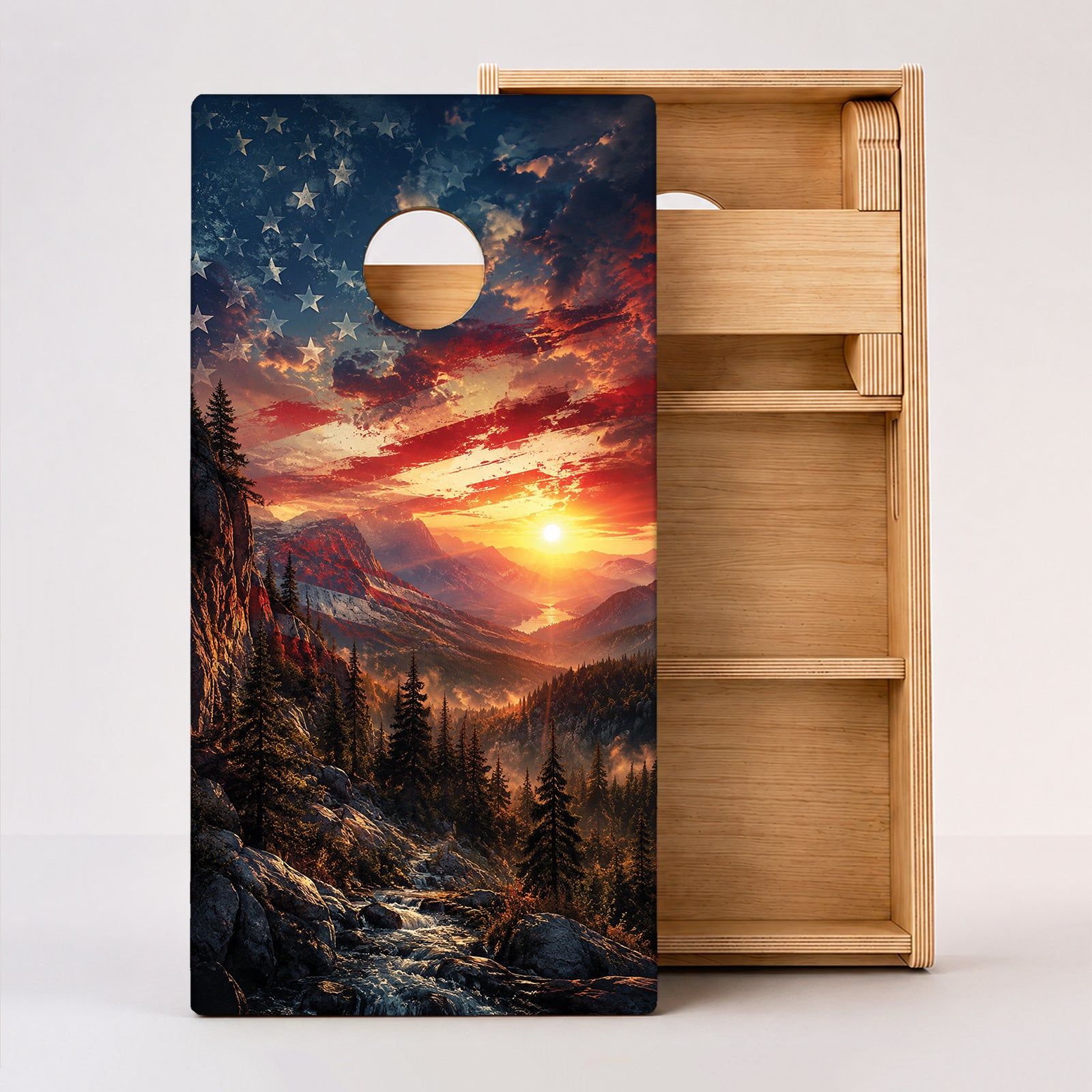 American Flag Mountains Professional Cornhole Boards