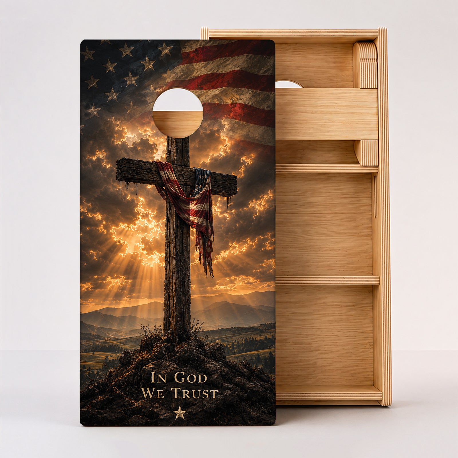 American Flag Cross Professional Cornhole Boards