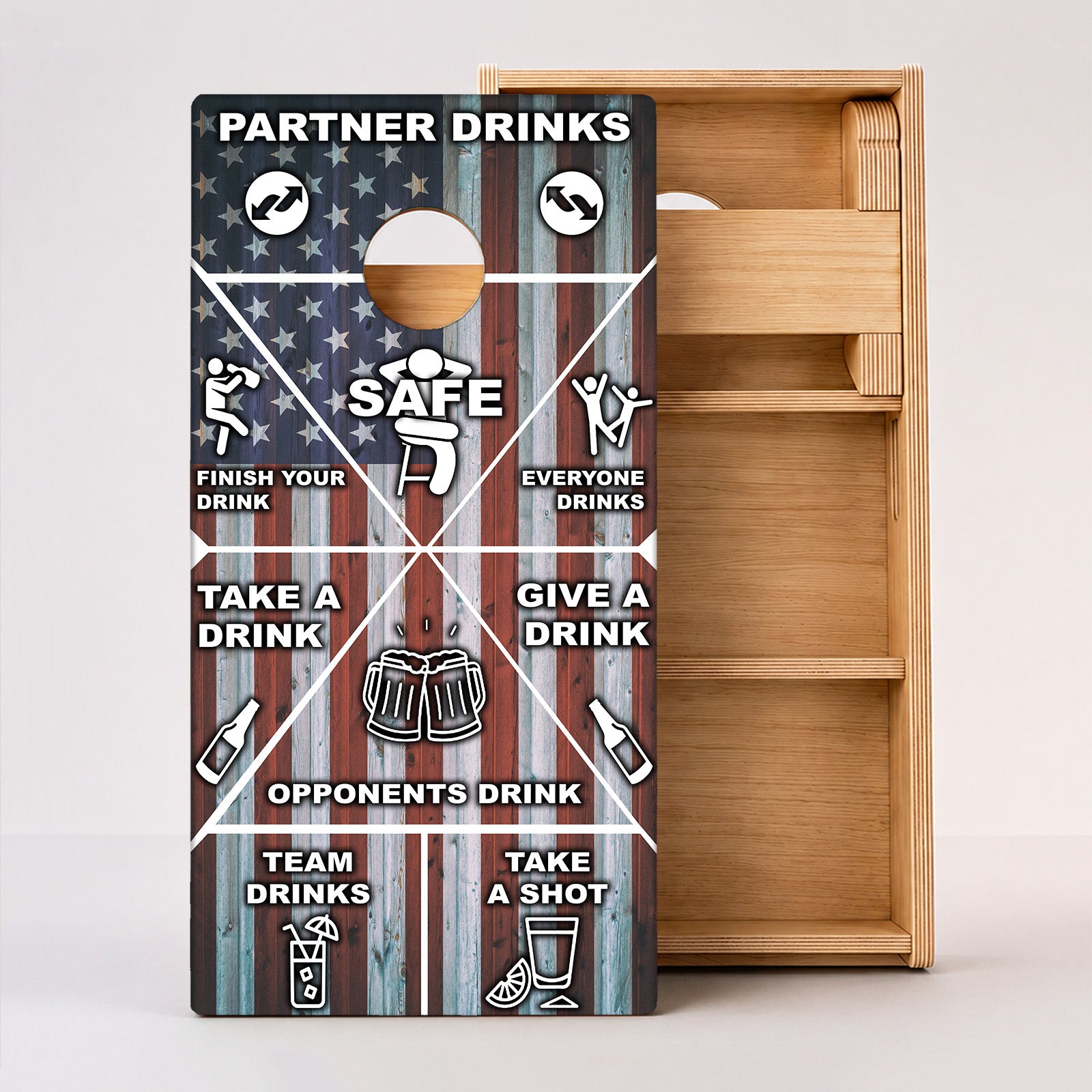 American Flag Drinking Game Professional Cornhole Boards