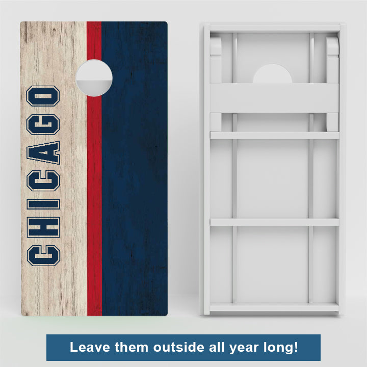 Chicago Baseball Red White & Blue Weather Proof Cornhole Boards