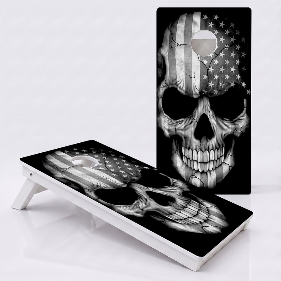 American Grey Skull Weather Proof Cornhole Boards