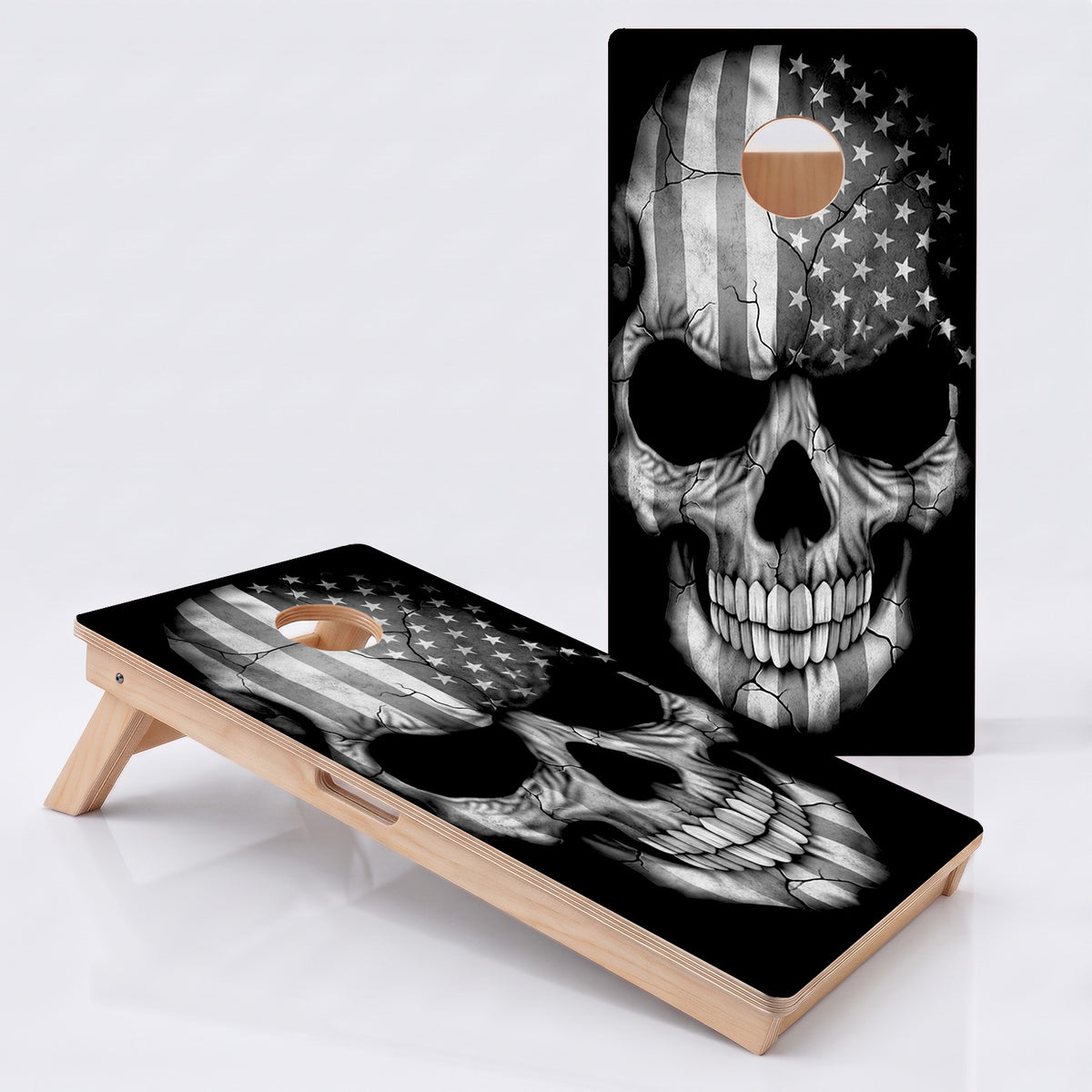 American Grey Skull Professional Cornhole Board.