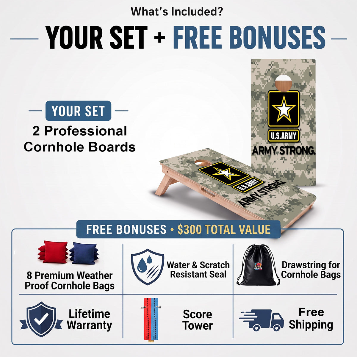 US Army Strong Professional Cornhole Boards