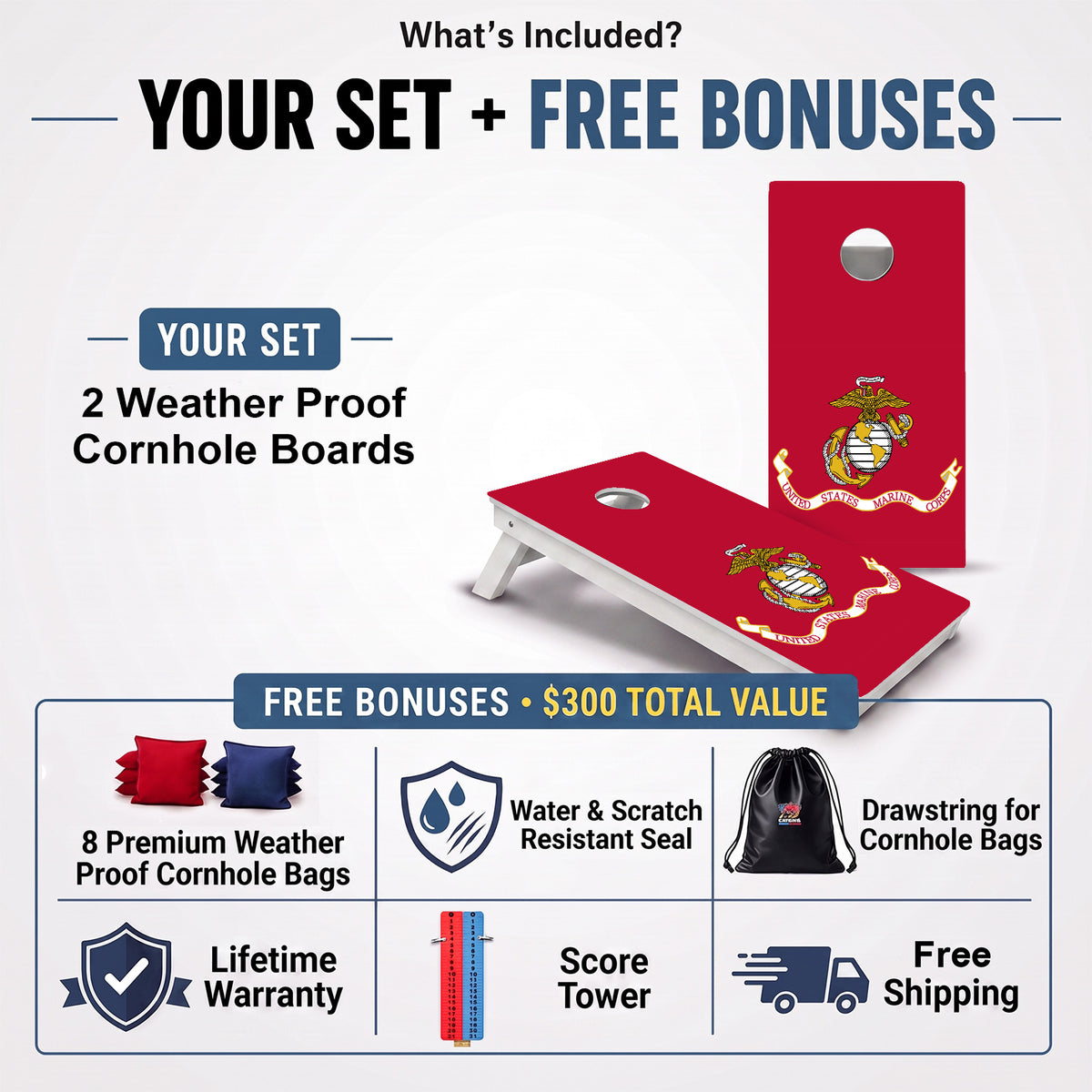 USA Marines Weather Proof Cornhole Boards