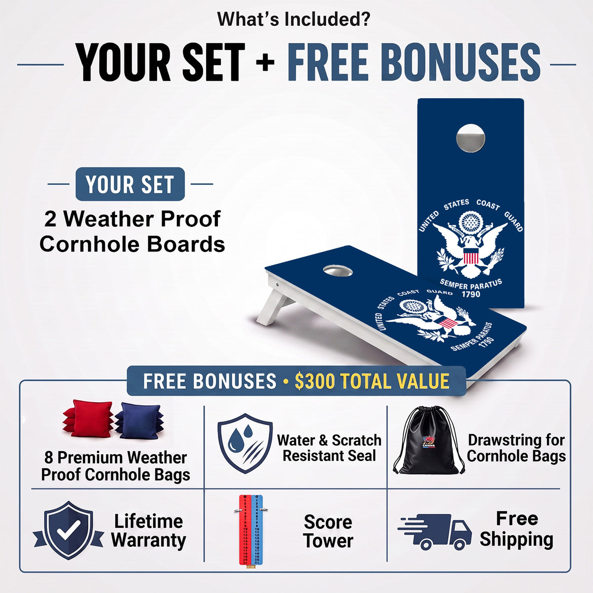 US Coast Guard Weather Proof Cornhole Boards