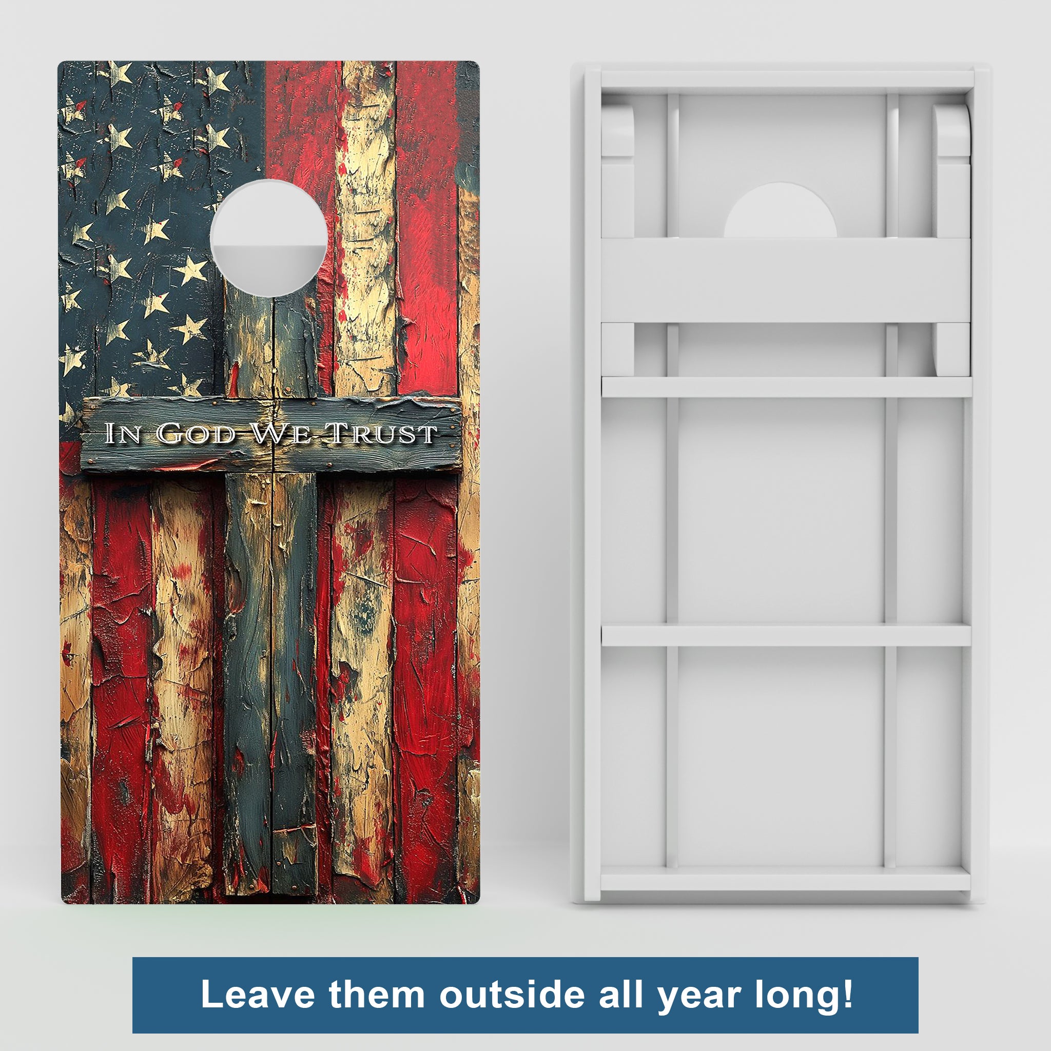 Weather Proof American Flag Cross Cornhole Boards