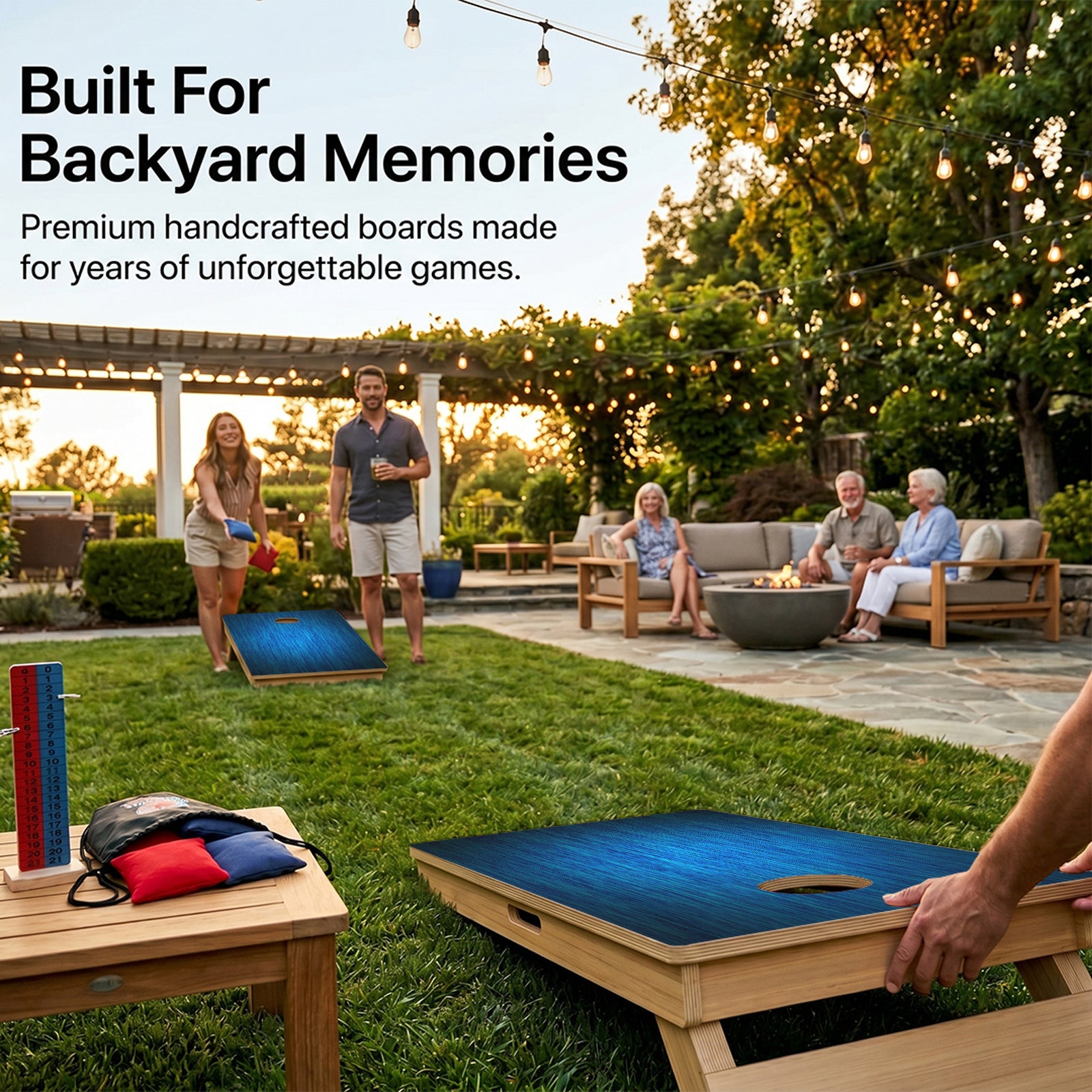 Blue Wood Grain Professional Cornhole Boards