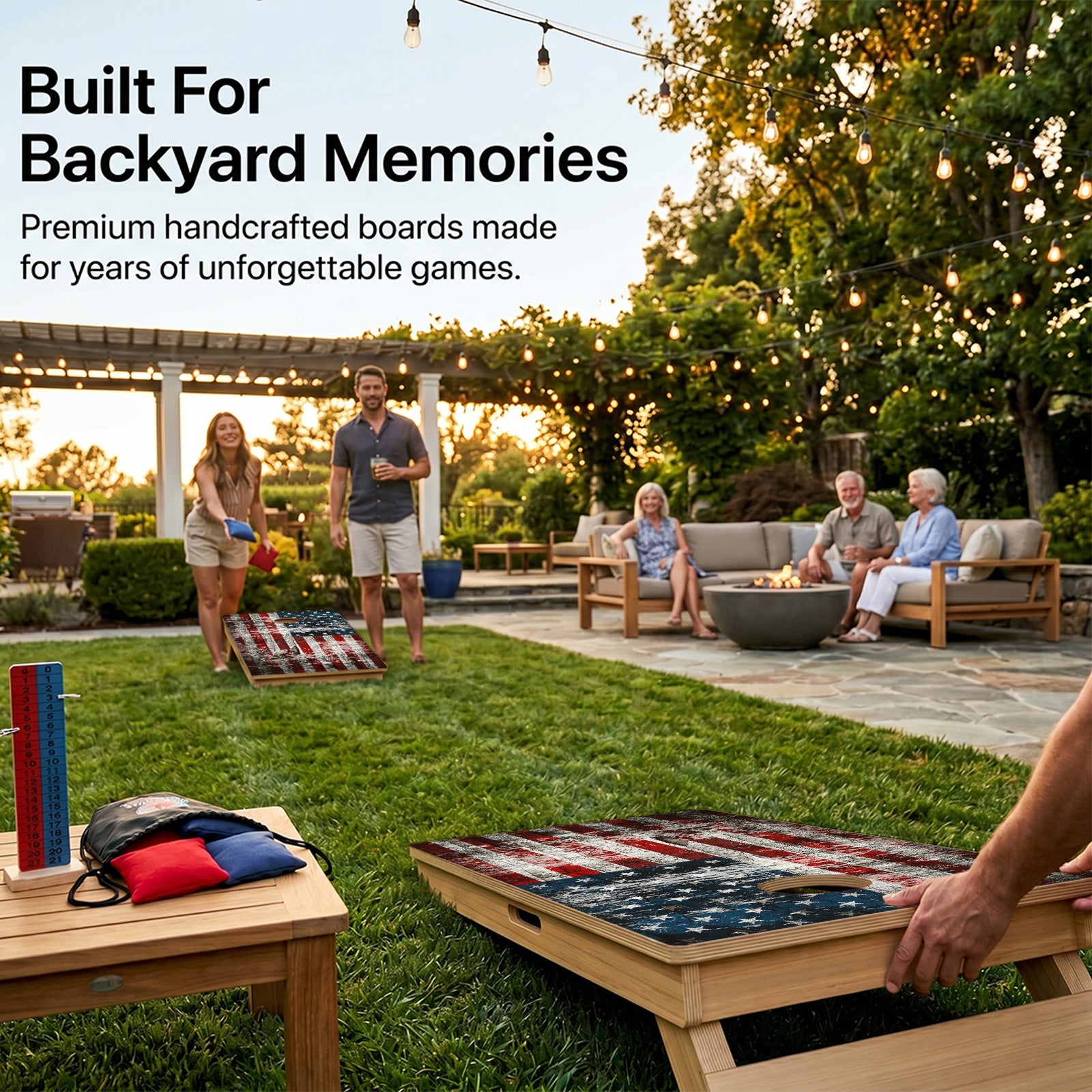 Rustic American Flag Professional Cornhole Boards