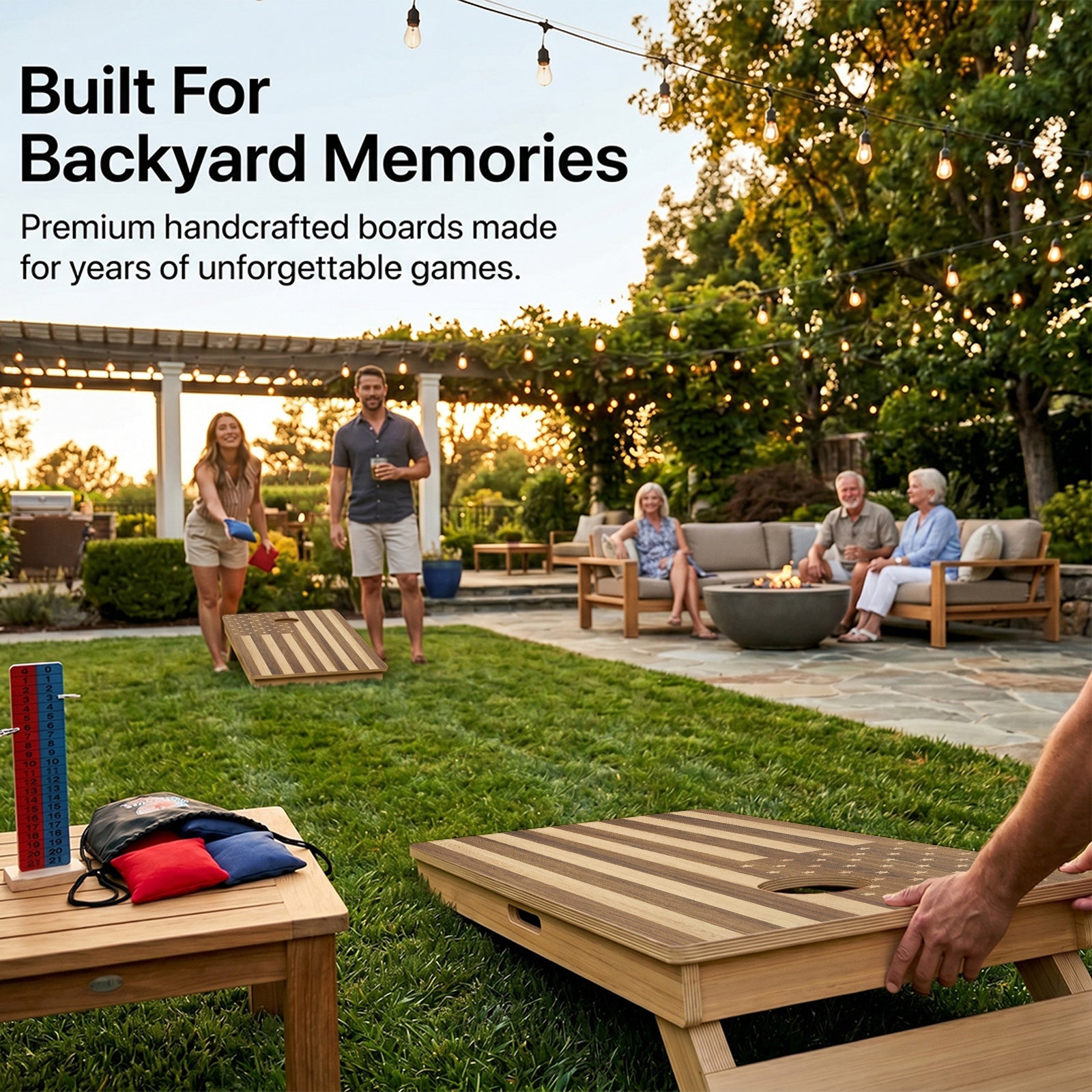 Wood American Flag Professional Cornhole Boards