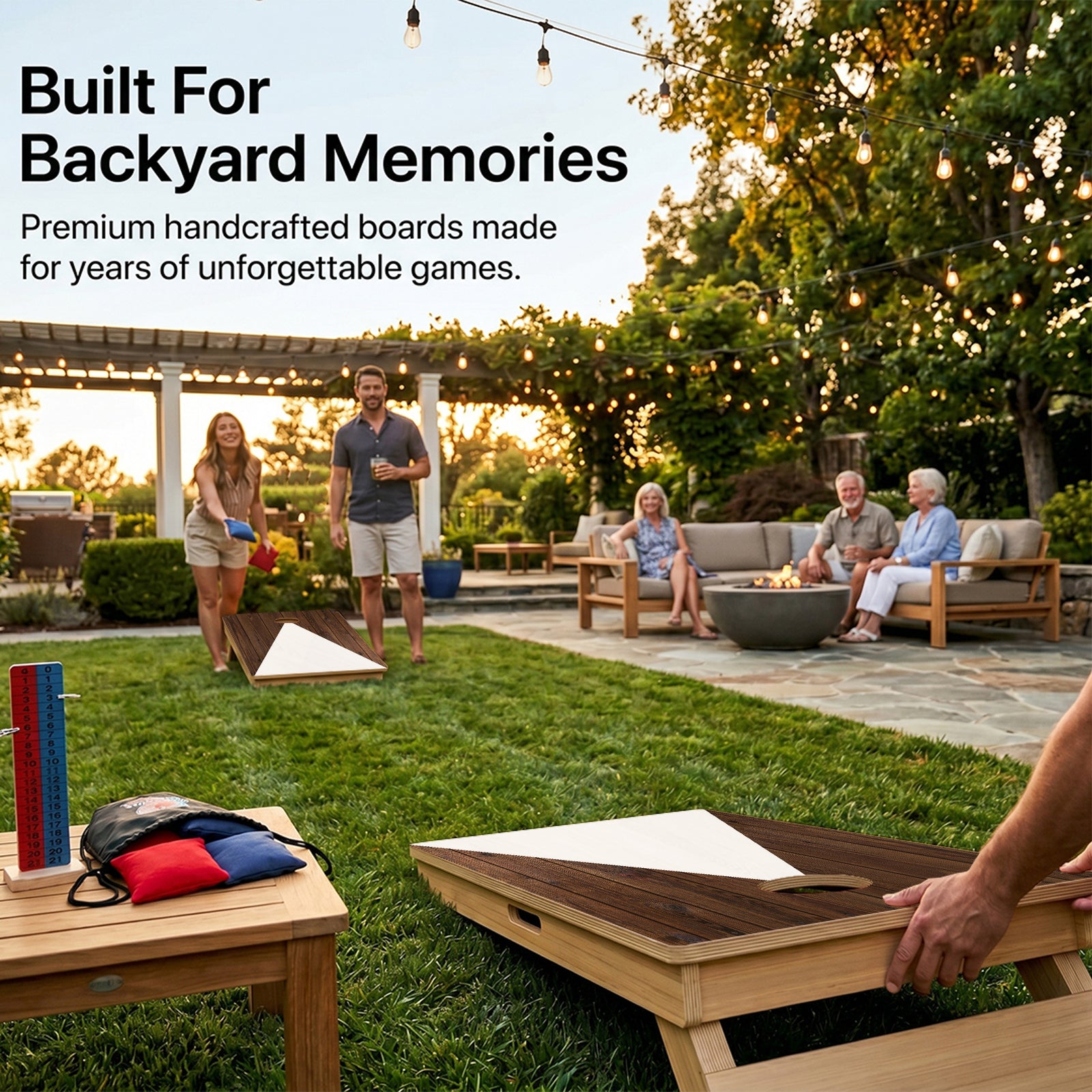 Wood Grain Triangle Professional Cornhole Boards