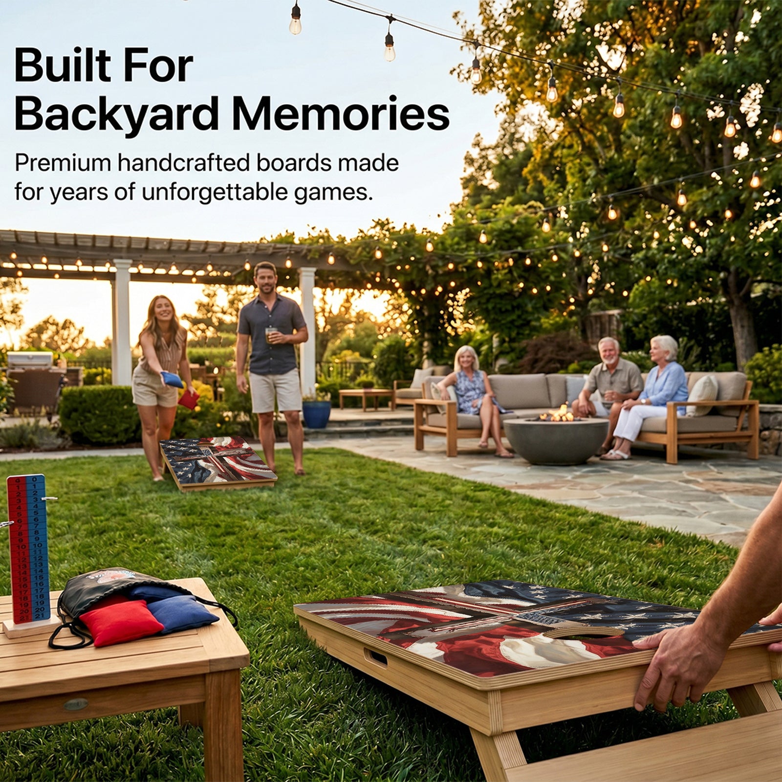 American Flag Cross Professional Cornhole Boards