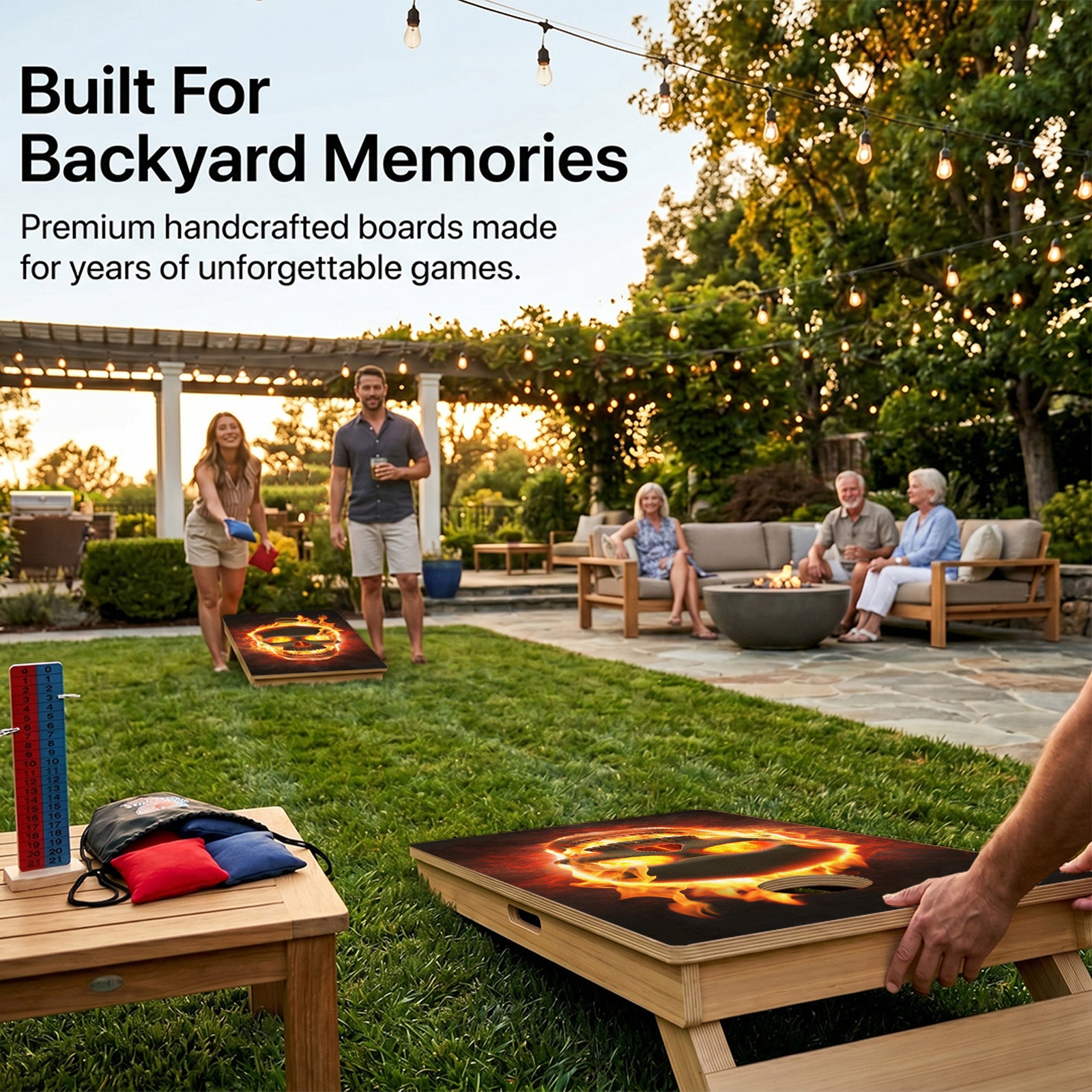 Fire Skull Professional Cornhole Boards
