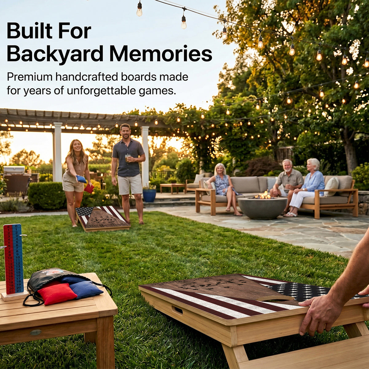Backyard Cornhole Game Using 1776 Professional Board.