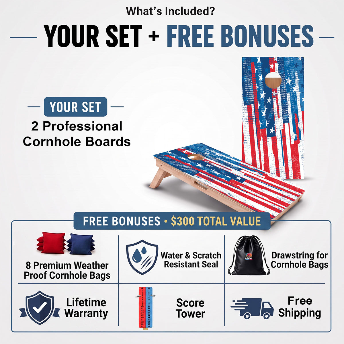 American Flag Professional Cornhole Boards