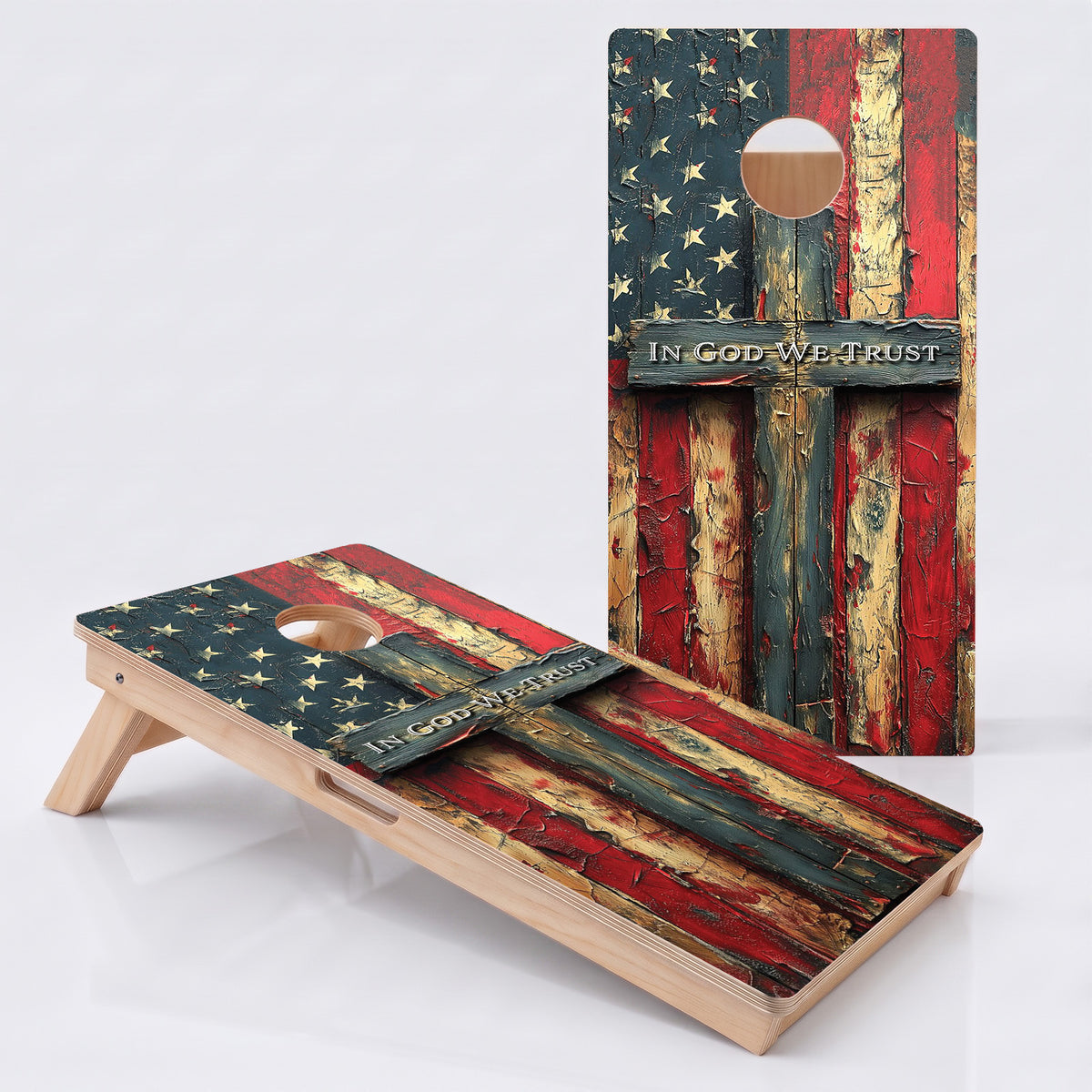 American Flag Cross Professional Cornhole Boards