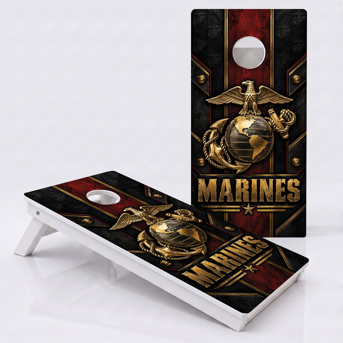 Marines Red Stripe Weather Proof Cornhole Boards