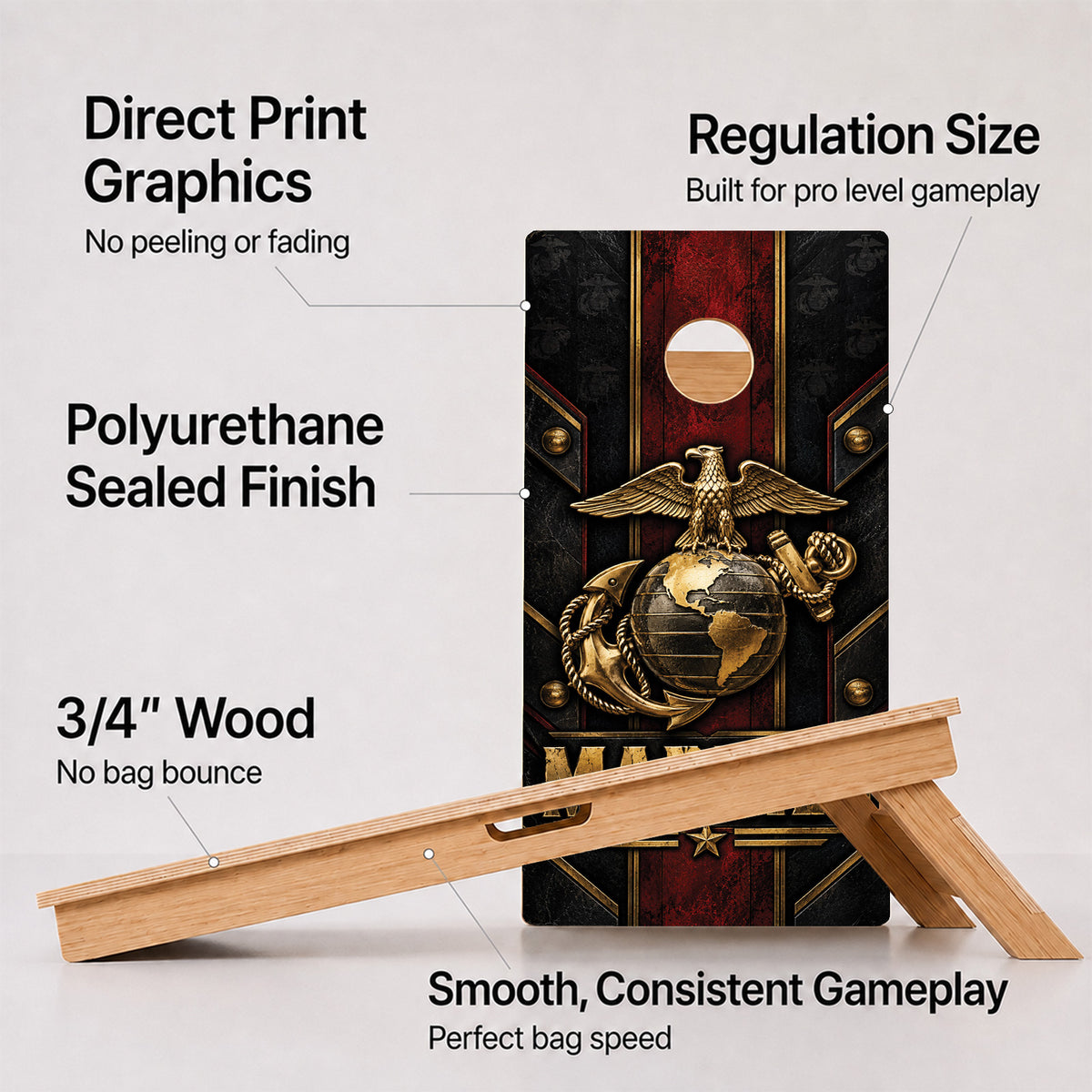 Marines Red Stripe Professional Cornhole Boards