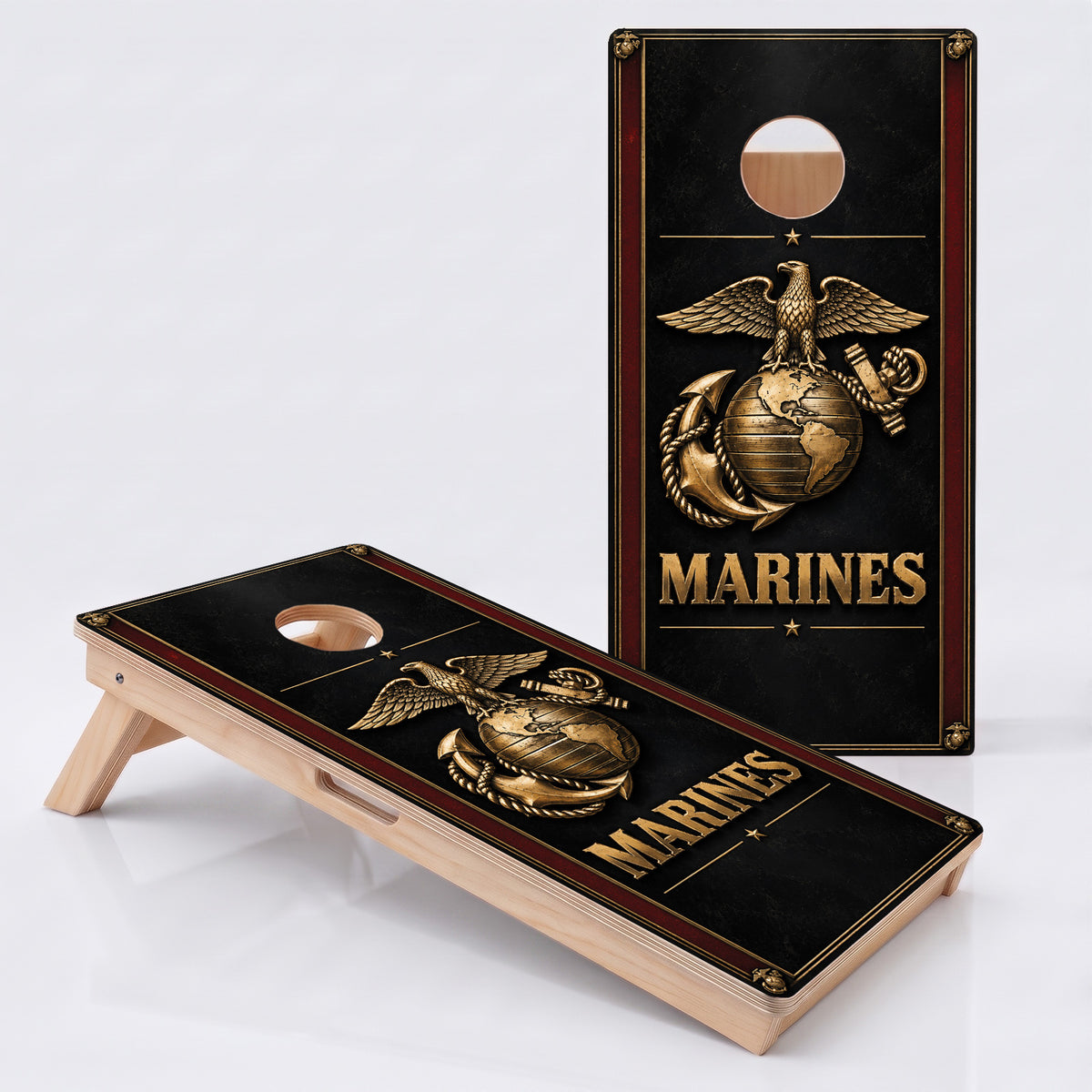 Marines Black and Gold Professional Cornhole Boards