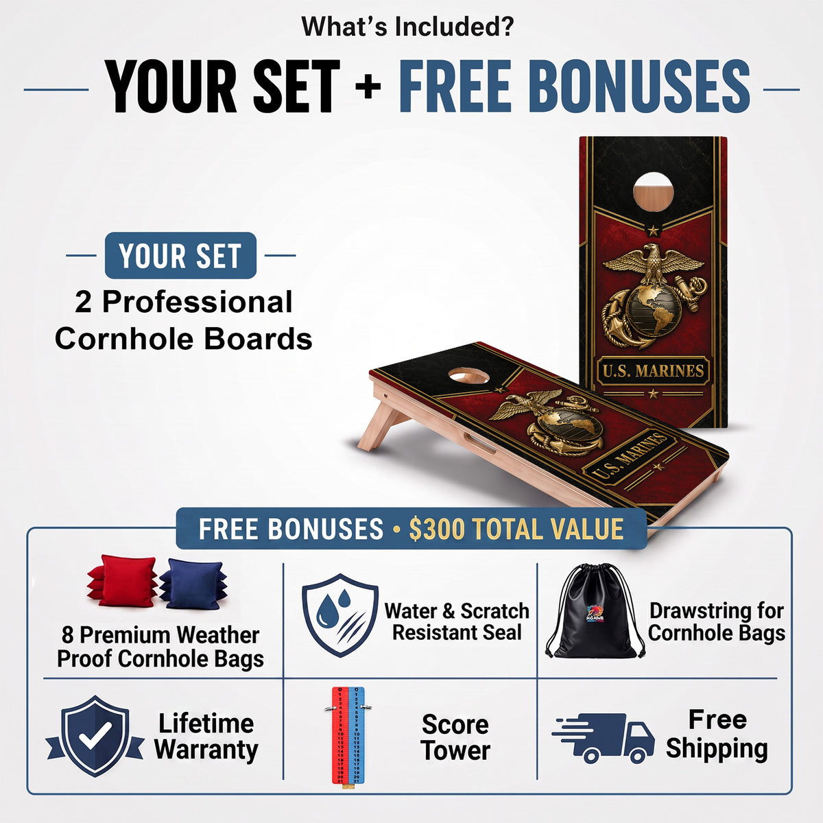 U.S. Marines Crimson Professional Cornhole Boards