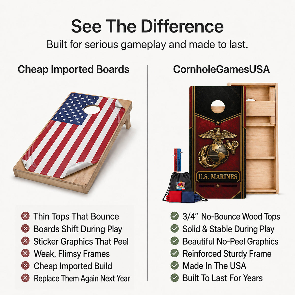 U.S. Marines Crimson Professional Cornhole Boards