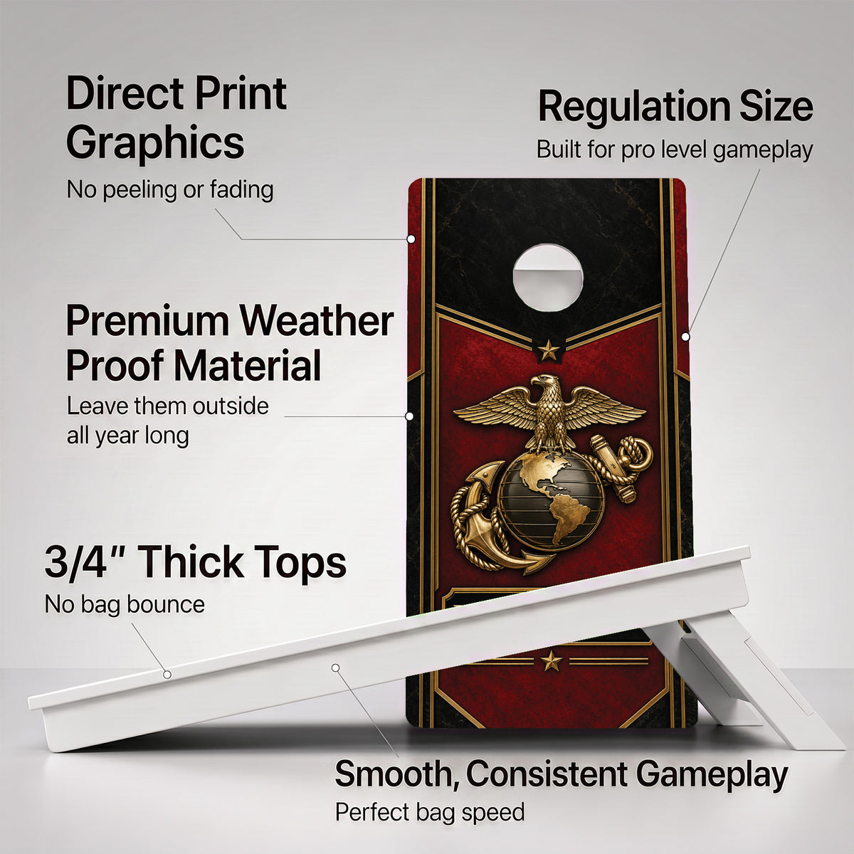 U.S. Marines Crimson Weather Proof Cornhole Boards